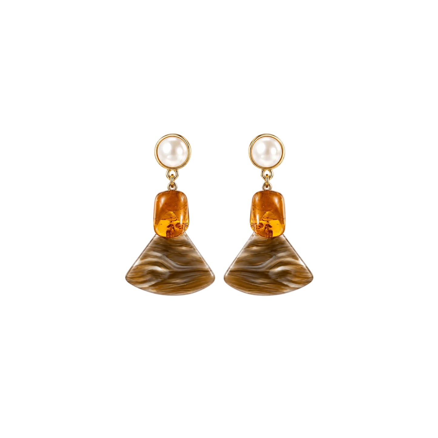 Amber Pearl Earring
