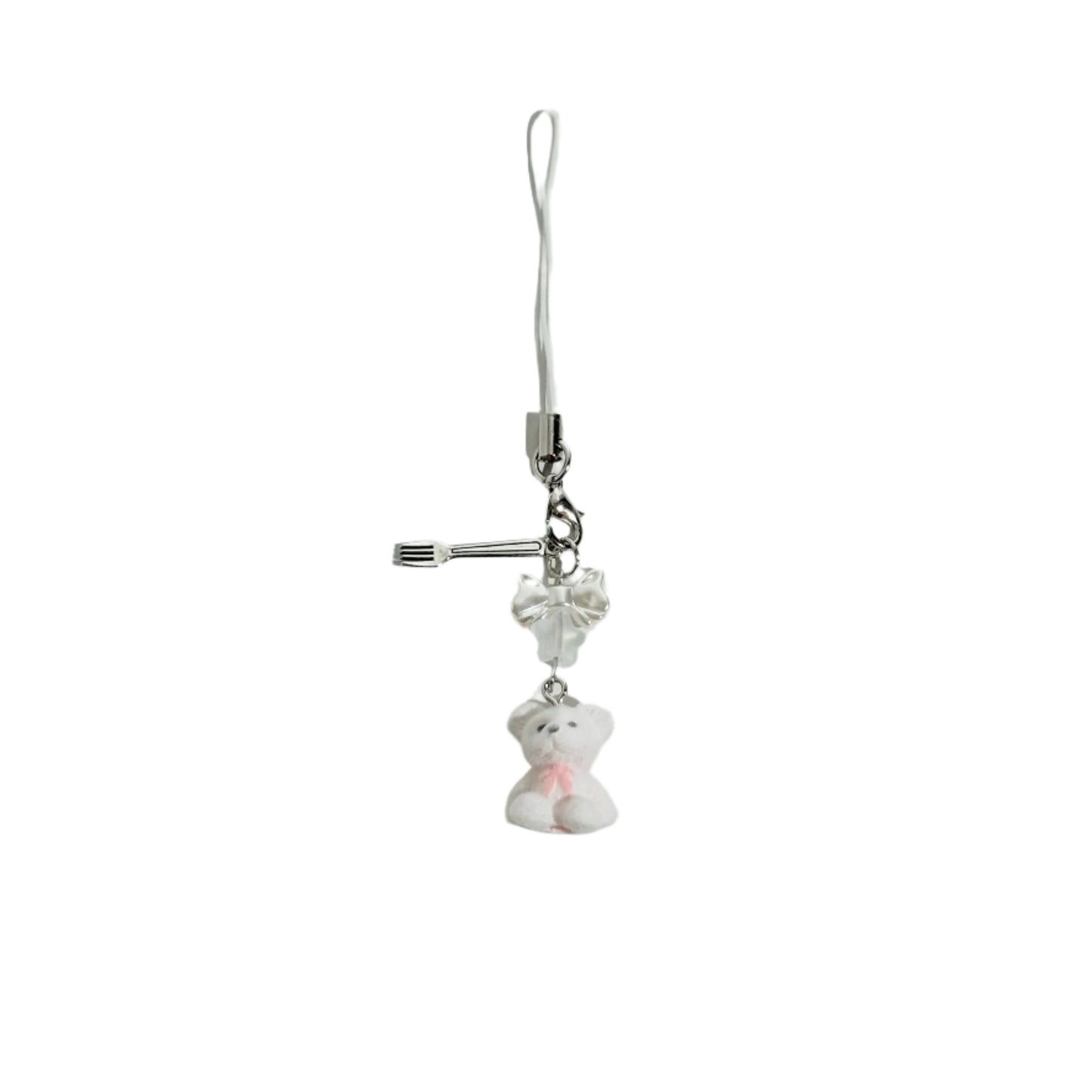 Bear With Fork Phone Strap