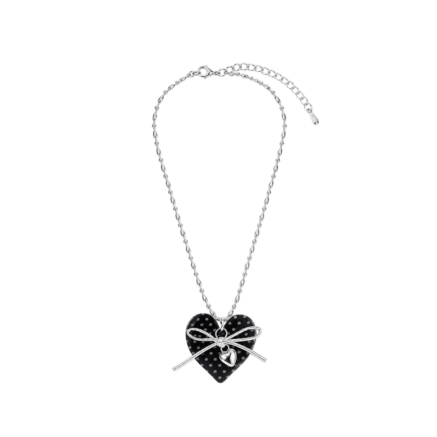 Lizz - Dottie Heart Necklace ( Black )