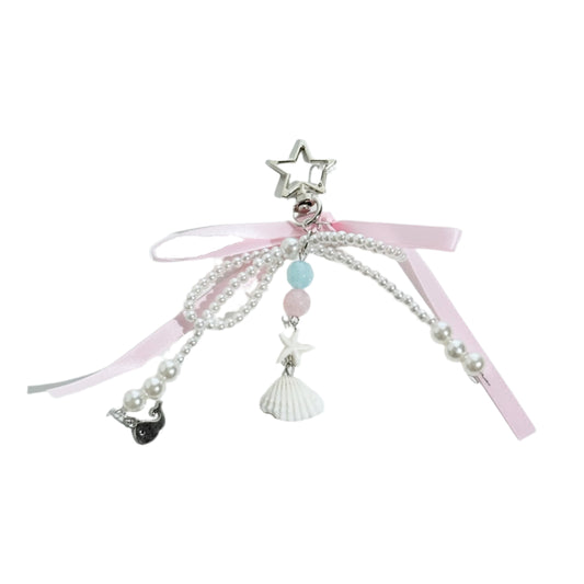 Pink Ribbon With Seashell Charm