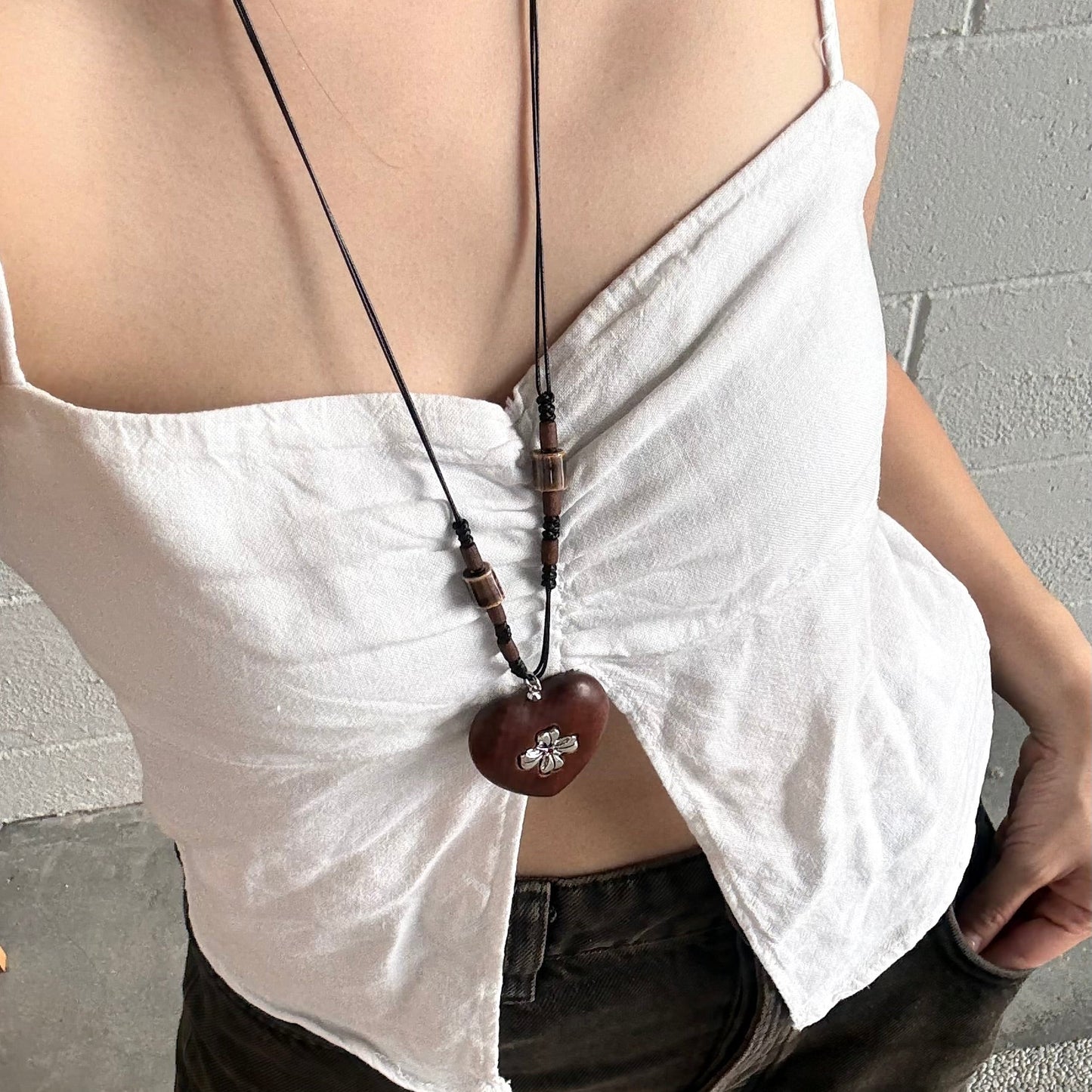 Lizz - Wooden Heart Necklace
