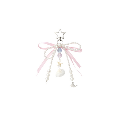 Pink Ribbon With Seashell Charm