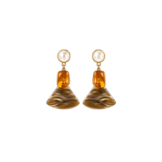 Amber Pearl Earring