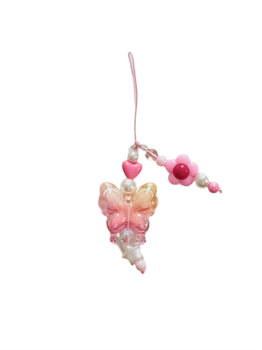 Pink Monarch Phone Strap