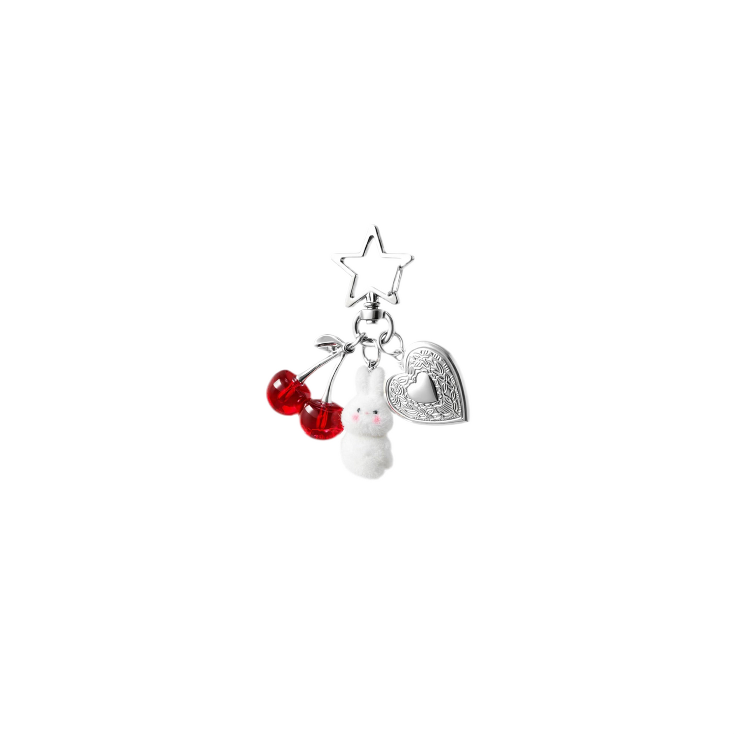 Bunny With Cherry Charm ( White )