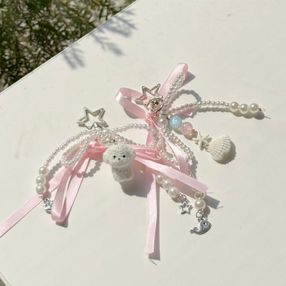Pink Ribbon With Seashell Charm