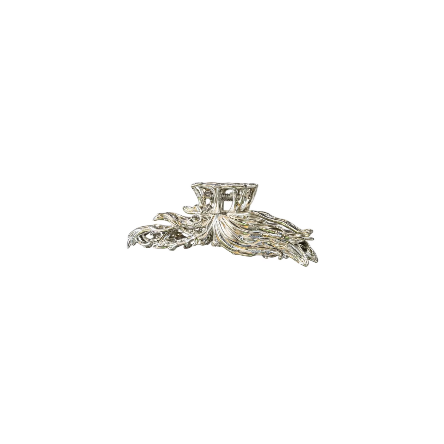 Silver Feather Bloom HairClip